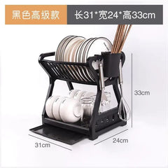 Two-Tier Kitchen Storage Rack for Bowls and Utensils