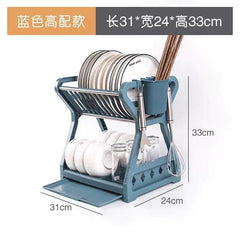 Two-Tier Kitchen Storage Rack for Bowls and Utensils